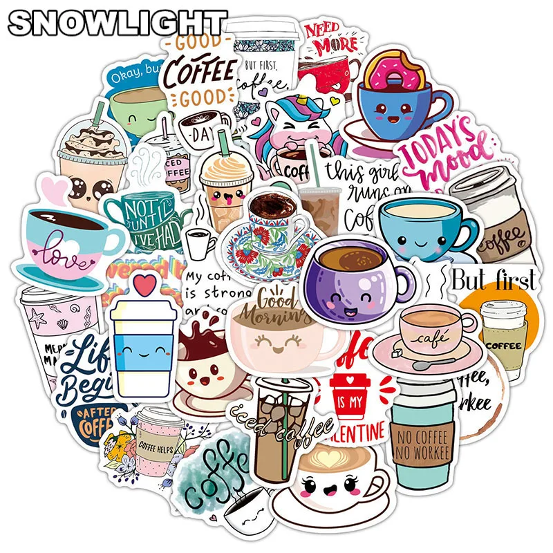 

10/50 шт./компл. кофейный милый Kawaii граффити мультфильм Водонепроницаемая наклейка для детей скейтборды ноутбук чехол для телефона холодильн...