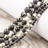 classic black and white zebra agate loose spacer beads round bracelet necklace jewelry gift accessories making wholesale
