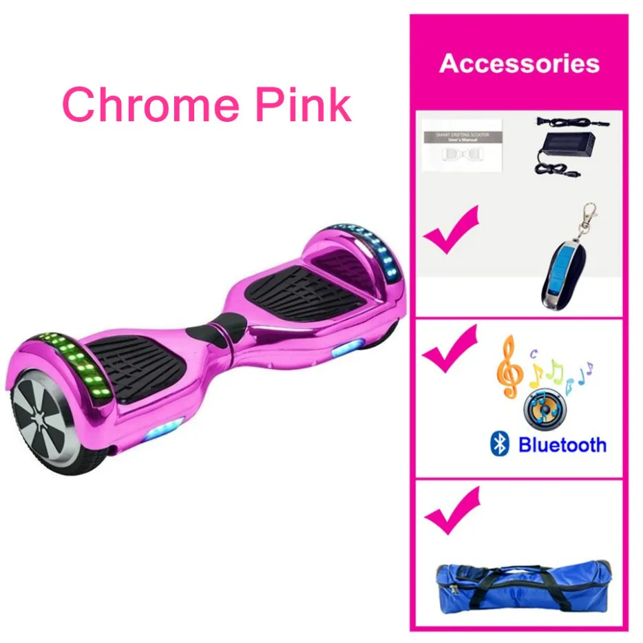 Склад ЕС Ховерборд 6,5 дюймов троттинет электрик Adulte за бортом Hover Board электрический скутер электрический скейтборд Vespa - Цвет: 6.5 Chrome Pink