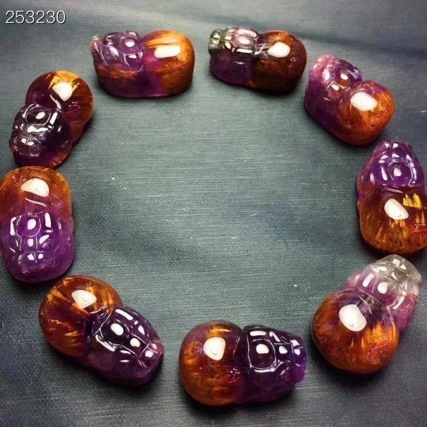 Preise Natürliche Cacoxenit Auralite 23 Lila Rot RutilateQuartz Armband 24,2 X16mm Kanada Pi Xiu Perlen Frauen Männer Echtes AAAAA