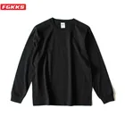 Мужская Повседневная футболка FGKKS, однотонная мягкая Базовая футболка из 100% хлопка, с длинным рукавом, в Корейском стиле, на осень