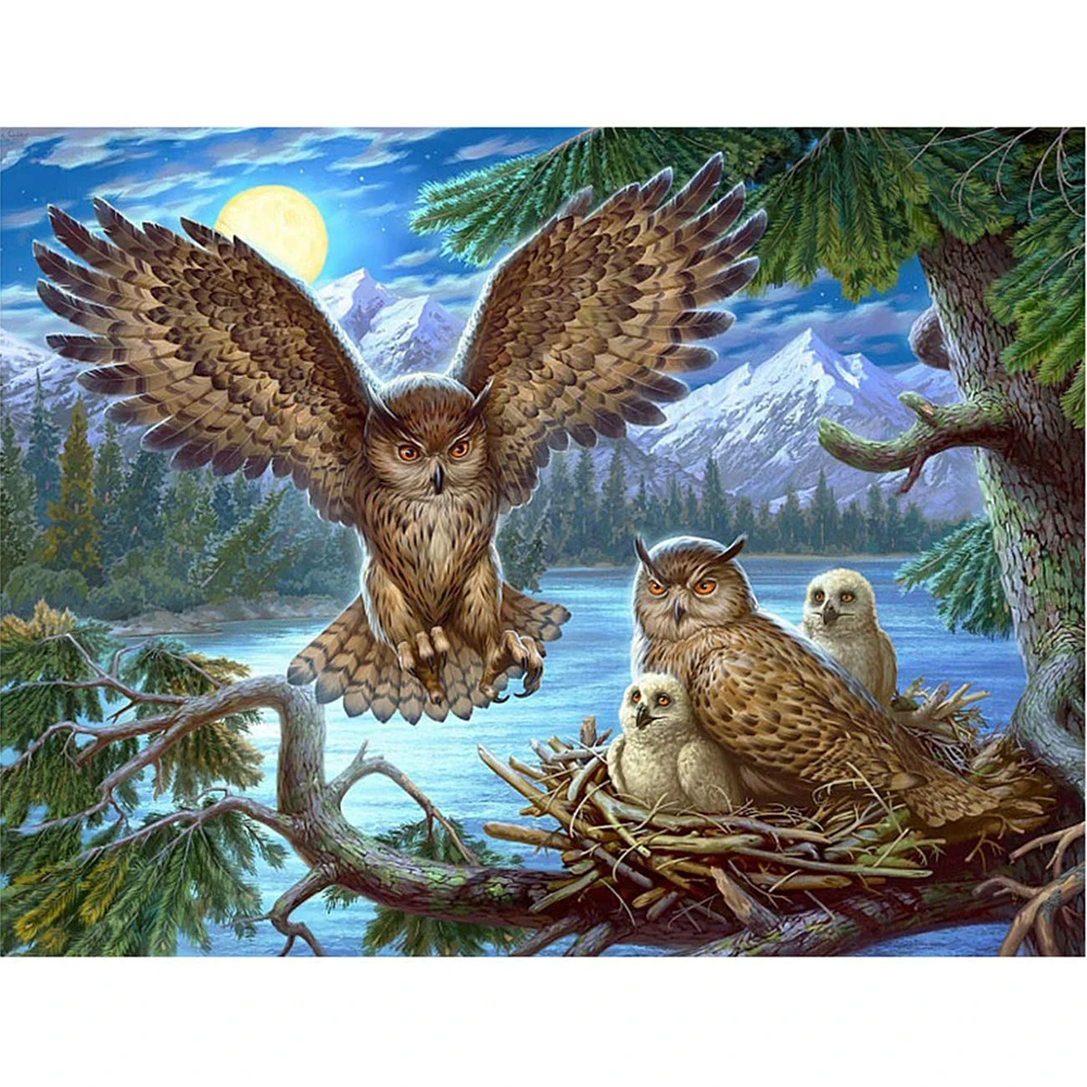 

Eniref 5D DIY Diamond Painting Owl Family Picture Full Drill Round Square Diamond Mosaic Embroidery Rhinestone Kits Home Decor