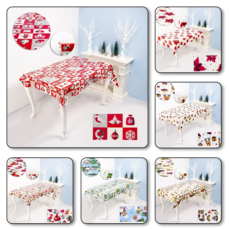 

New Christmas printed tablecloth creative pvc Christmas table tablecloth Christmas tabletop disposable tablecloth DIY