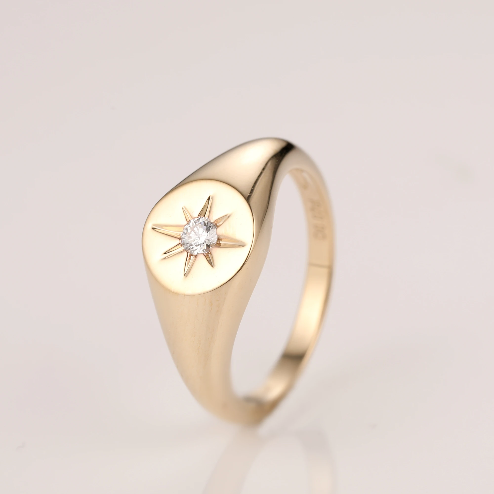 

Кольцо LASAMERO с круглым вырезом солитер 0,07 карата, с натуральным бриллиантом, 14k, Золотое кольцо с камнями, кольцо-вывеска, мужское кольцо