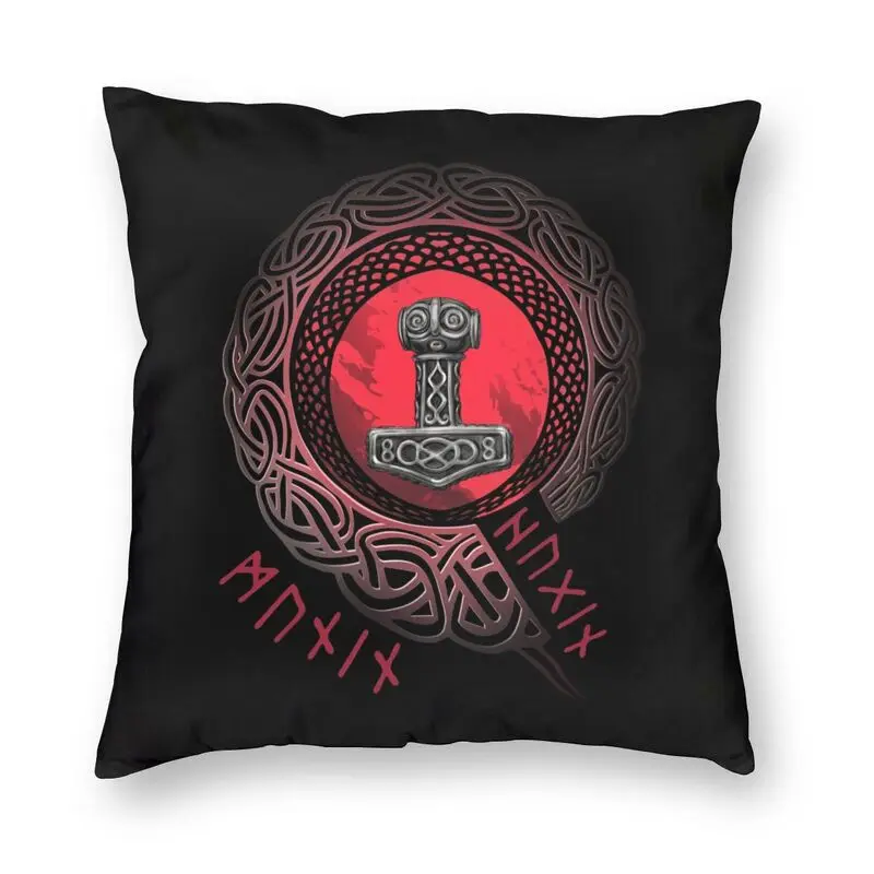 

Руны викингов Молот Тора мьельнир квадратная наволочка для подушки, домашний декор, 3D двухсторонняя наволочка для дивана с принтом в сканди...