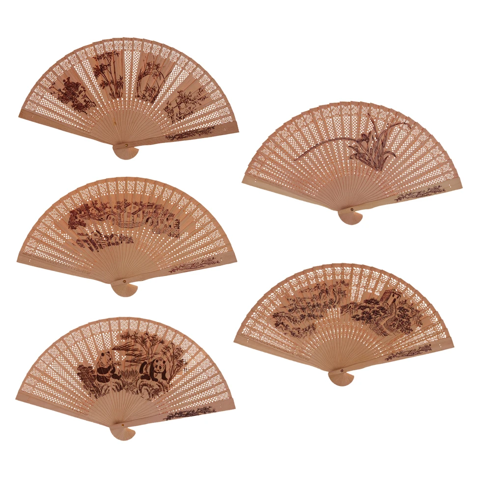 Китайский Японский складной веер оригинальный деревянный ручной Цветок