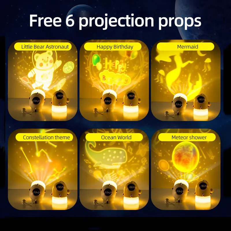 Светодиодный цифровой будильник часы настольные электронные с проектором