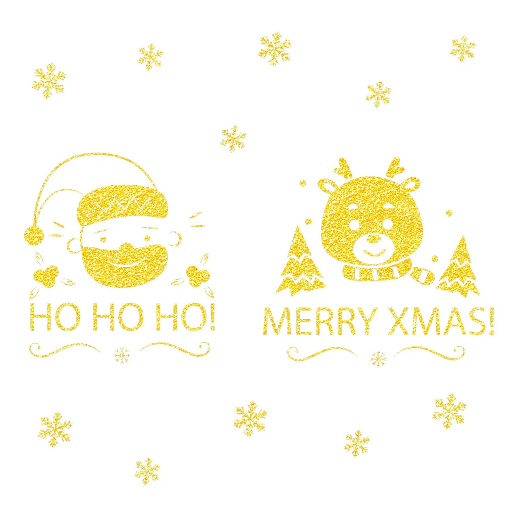 2020 Рождественская Наклейка на стену Золотая наклейка для дома Рождественское