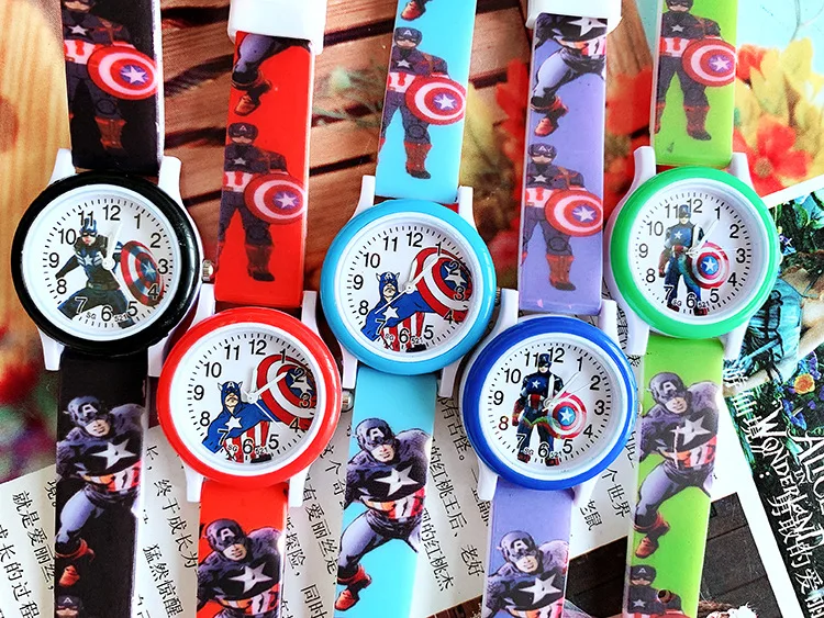 Disney cartoon character US captain silicone printing band childrens quartz watch Christmas gift birthday gift