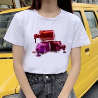 womens football shirt 3d nail polish printed female tshirt cute printed top female harajuku graphic t shirt o neck t shirt