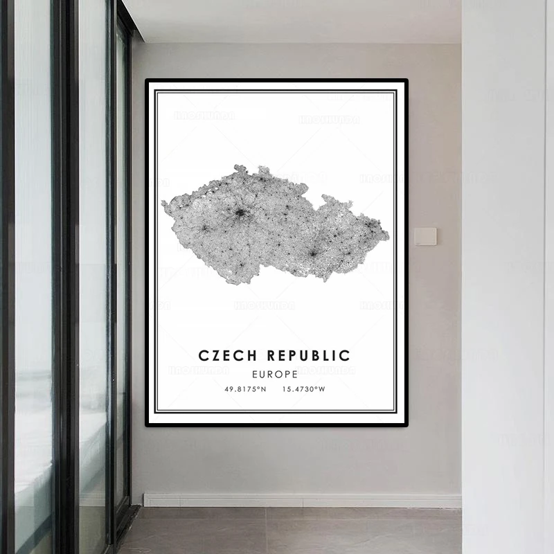 Карта городов мира Чешская печать скандинавские постеры Настенная картина на