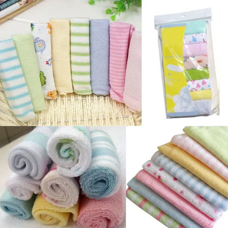 8Pcs Baby Infant Newborn Bath Towel Washcloth Bathing Feeding Wipe Cloth Soft | Мать и ребенок