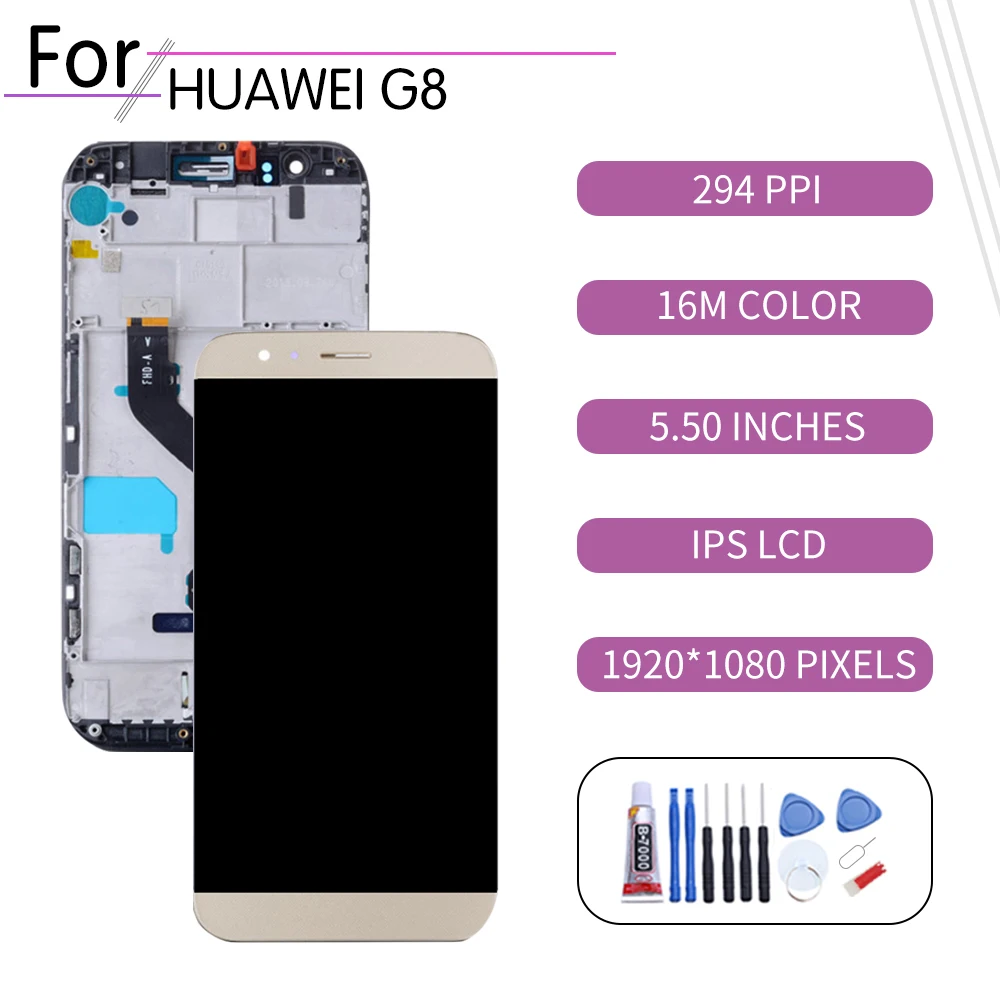 Оригинальный ЖК дисплей для Huawei Ascend G8X сенсорный экран дигитайзер в сборе G8 с