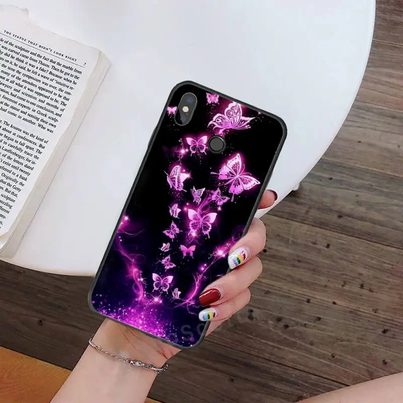 

fly color Butterfly glitter luxury fashion Phone Case shell For Xiaomi Redmi note 7 8 9 t k30 max3 9 s 10 pro lite