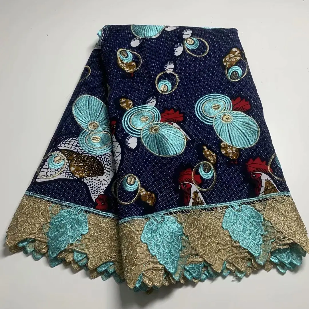 

Latest Style African Wax Lace Fabric 5 Yards Per Lot African Ankara Wax Embroidery Guipure Lace Fabric For Nigerian Dress