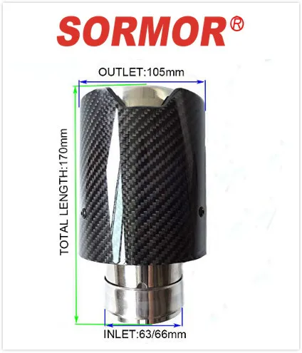 

Sormor 4.1inches Outlet glossy Carbon Fiber Exhaust Pipe Muffler Tips for BMW Series,inlet66mm outlet 105mm