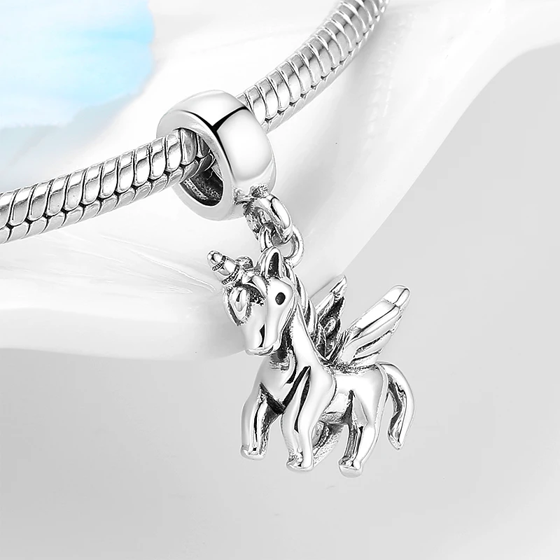 Hot sale 925 Sterling Silver fashion unicorn pendants beads charms Fit Original Pandora Charm Bracelet Jewelry making | Украшения и