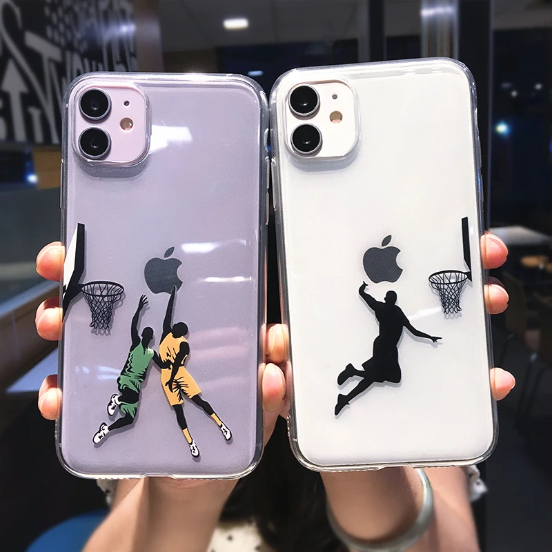 

Basketball fans Basketball Slam Dunk Clear Phone Case For iPhone 12 Pro Max Mini 11 XS X XR 7 8 Plus Boy Transparent Soft Cover