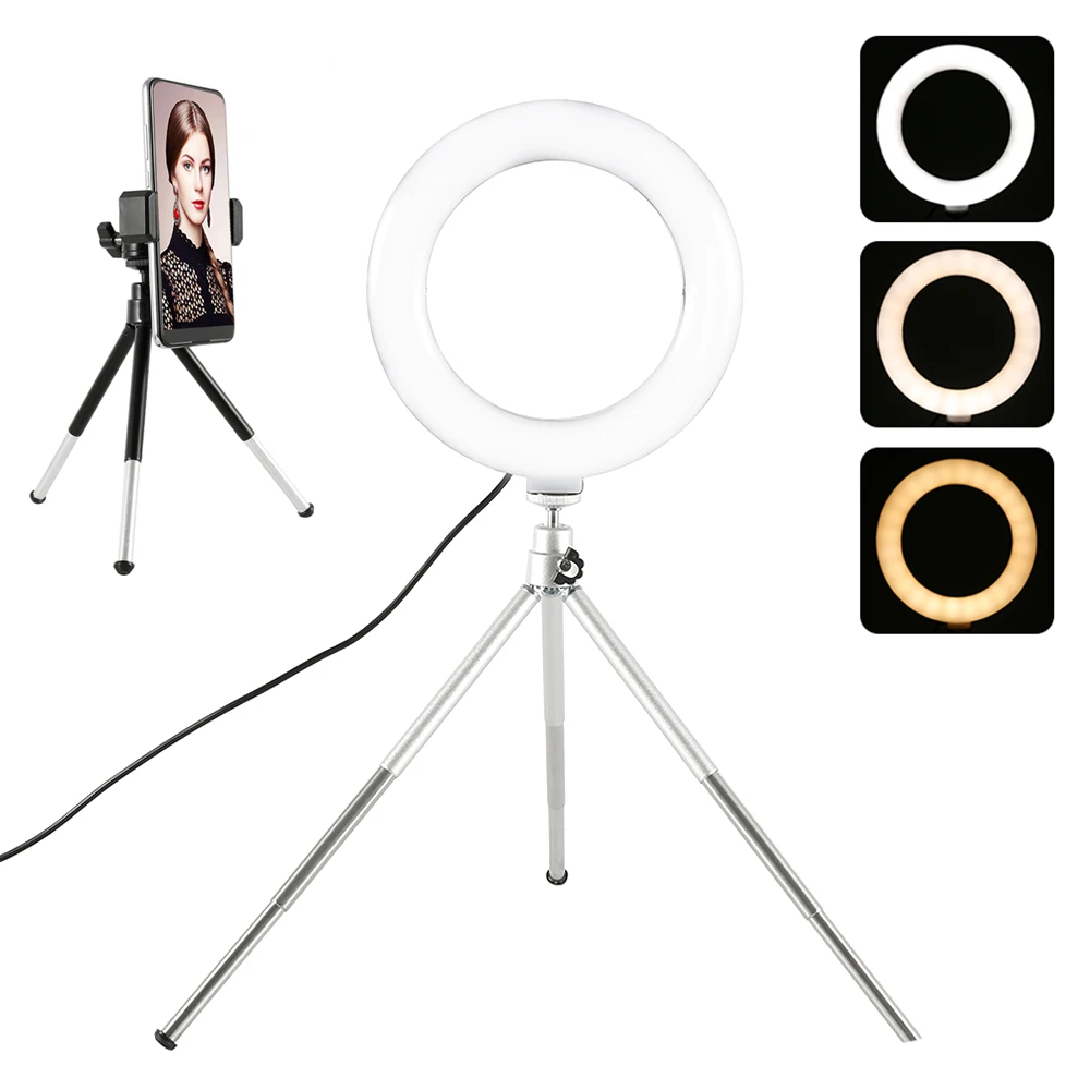 6 дюймовый светодиодный настольный кольцевой светильник мини Диммируемый со