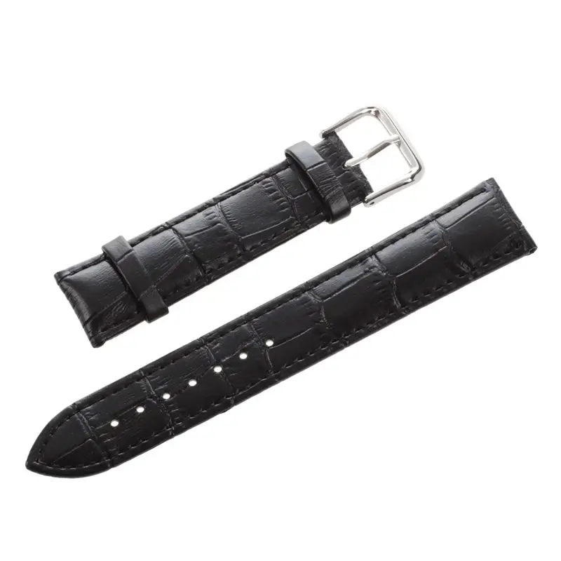 

20mm Black Veritable Leather Bracelet with Buckle to Watch