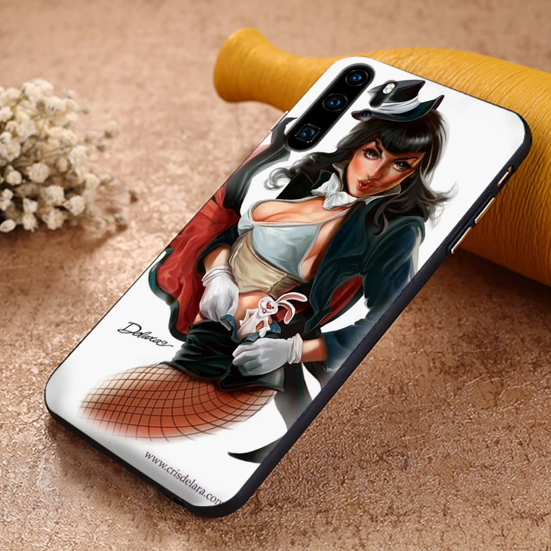 Сексуальный мультфильм кошка девушка Хэллоуин для huawei Y6 Y7 Y9 Prime 2019 mate 10 20 Pro Nova2 3 4