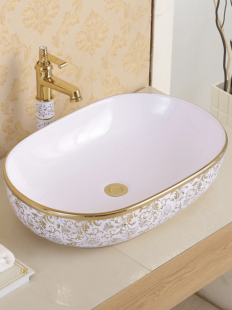 Керамическая раковина над стойкой круглая Европейская художественная для
