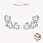 Ailmay натуральная 925 стерлингового серебра минимализм в форме сердца серьги-гвоздики прозрачными камнями для женщин, ювелирное изделие для помолвки, свадьбы, ювелирные изделия, серьги