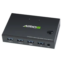 aimos 2 in 1 out splitter 4k usb hdmi kvm switch for 2 pc sharing keyboard mouse printer plug and play video display