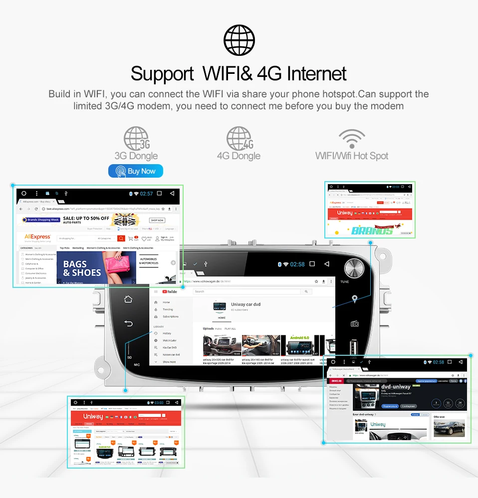 Uniway ALFKS7071 2G+ 32G android 8,1 автомобильный dvd для focus ford mondeo ford kuga ford S-MAX c-maxcar радио