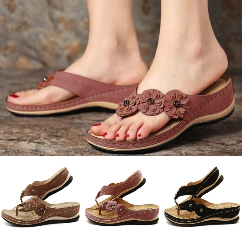 

Summer Women Sandals Flower Wedge Ladies Open Toe Casual Shoes Platform Flip Flops Wedge Slides Beach Shoes Woman Sandalia