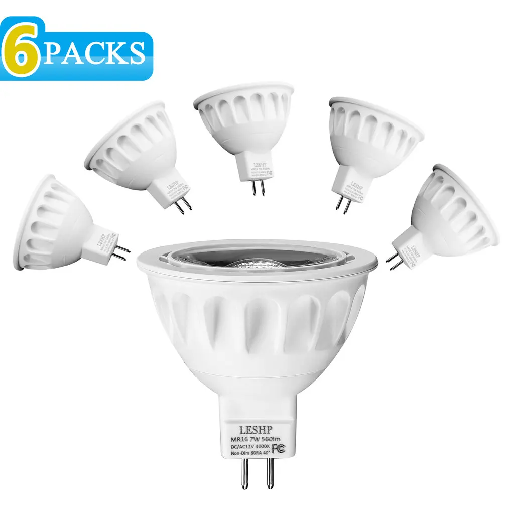 LESHP белый MR16 AC/DC12V 7W Светодиодный точечный светильник 4000K 560LM без затемнения 40