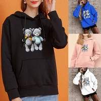 ladies sweatshirt harajuku loose long sleeve big pocket sports pullover womens streetwear cute bear print autumn hoodies