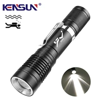 kensun diving led flashlight super bright p20 wick mini portable rating professional diving light with hand rope