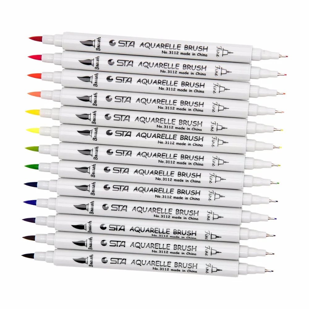 80 цветов чернила на водной основе Эскиз маркер ручка Двойные наконечники тонкая