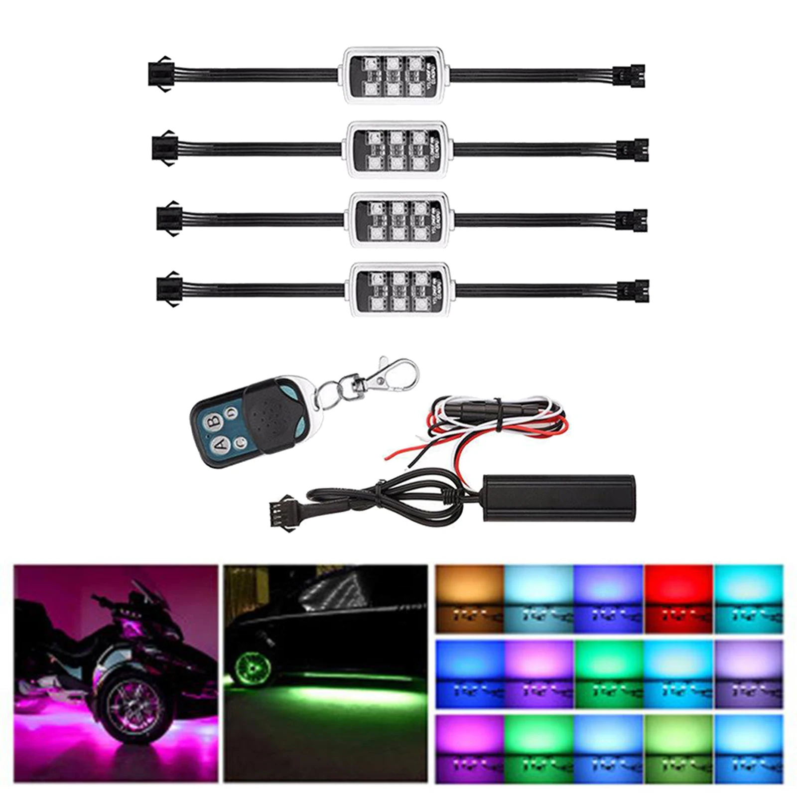 

Автомобильный RGB светодиодный Тормозная полоска светильник 5050 SMD авто пульт дистанционного управления Управление декоративная Гибкая атмо...