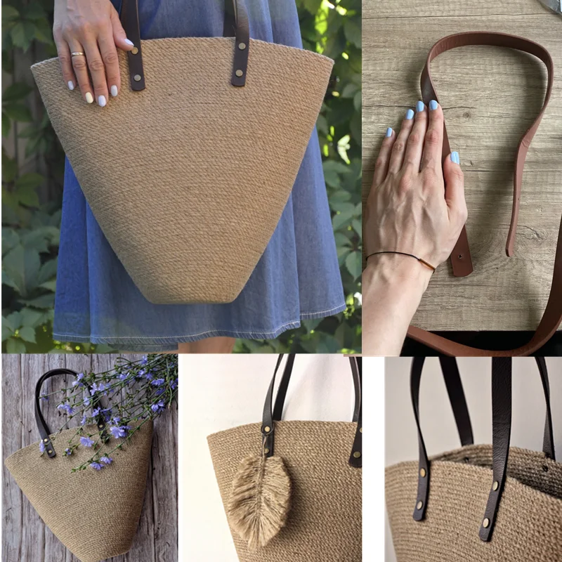 2 Pcs Bag Belt Detachable PU Leather Handle Lady Shoulder Bag DIY Replacement Accessories Handbag Band Handle Strap Band