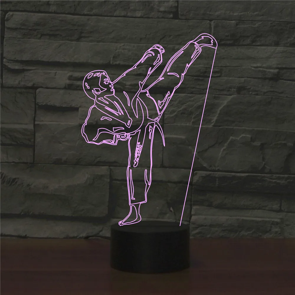 3D LED Night Light Remote Touch Table Desk Lamp Taekwondo Boys Gift Home Bedroom Decoration | Лампы и освещение