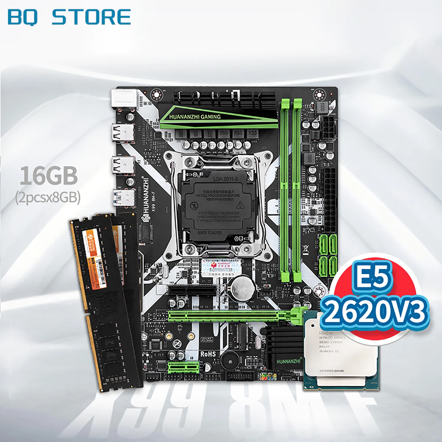 

HUANANZHI X99 8M F X99 Motherboard with Intel XEON E5 2620 V3 with 2*8G DDR4 NON-ECC memory combo kit set