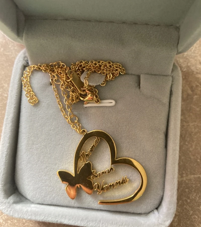 Ожерелье с подвеской-бабочкой и сердцем для женщин мужчин ожерелья из