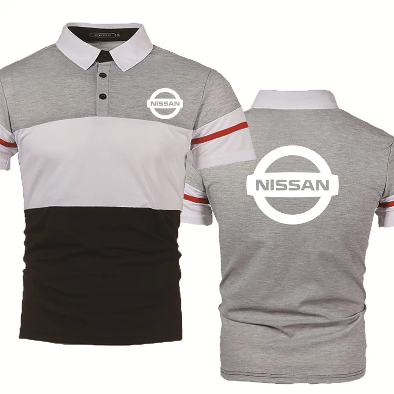 

New Summer Men's Short sleeve Nissan Car Logo Printed Men's short sleeve Splicing Casual Light Short sleeve lapel-neck polo