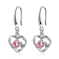 new arrival 30 silver plated romantic love heart shiny cz zircon lady drop earrings for women wedding gifts anti allergy