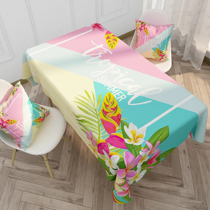 

Tablecloth Kitchen Dining Decorations Print Home Waterproof Cotton Linen Eco-protection Rectangular Party Table Covers Ornaments