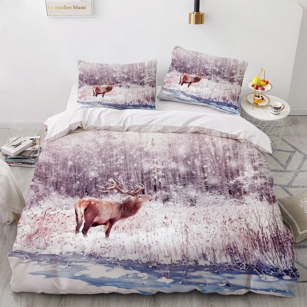 

Comforther Covers Orange Pillow Cases Custom Design 3D Animal Duvet Cover Sets Full King Queen Twin Single Size Elk Bedding Set