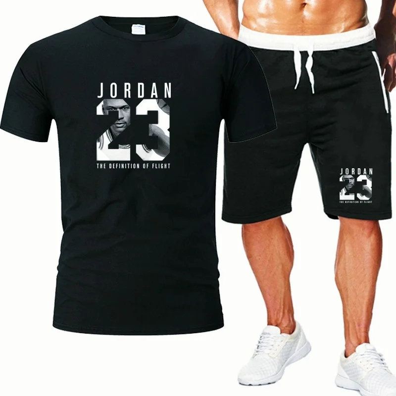 

2021 New Jordan 23 T-shirt Shorts Summer Casual Shorts Sportswear Suit Men's Sportswear Jogging Popular Basketball Suit