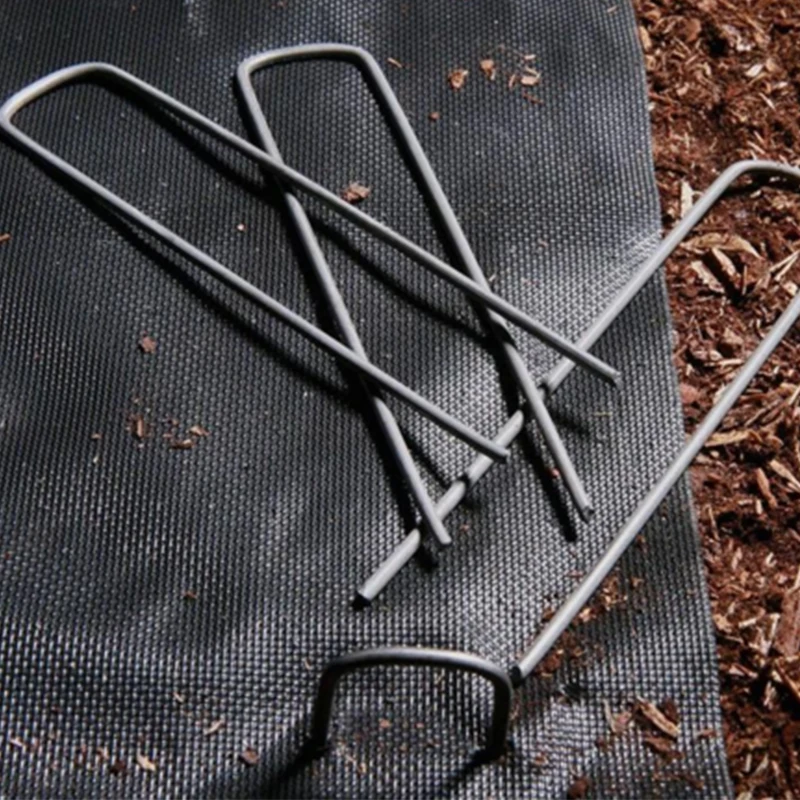 

50 Nails + 50 Gaskets U-Nail Garden Lawn Fixing Nail Pegs Netting U-Shape Tarpaulin Fixing Lawn U-Shape Pegs For Garden Netting