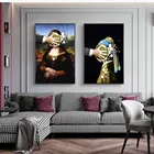Pie in the Face of MONA LISA Canvas настенные картины Girl с жемчугом художественные плакаты и принты Decor
