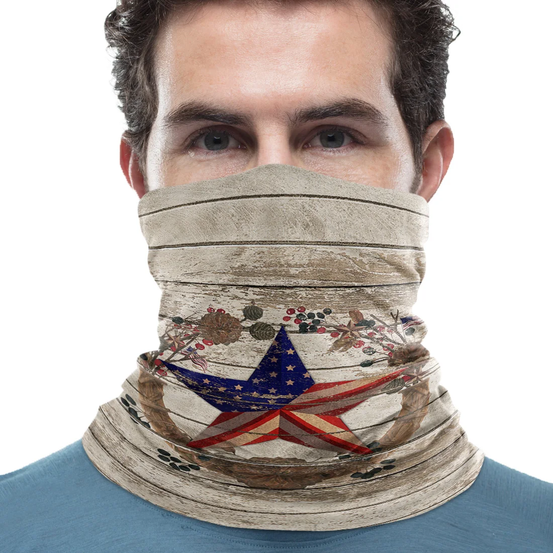 Американский флаг пентаграмма ягоды Ретро стиль Женский прямоугольный шарф