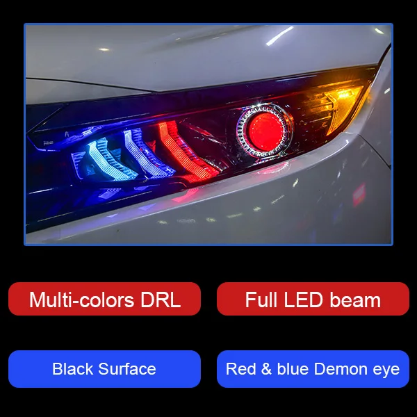 Фары для автомобиля Honda CIVIC X G10- DRL дневные ходовые огни головная лампа светодиодный Биксеноновая лампа Противотуманные фары, аксессуары для автомобиля - Цвет: A