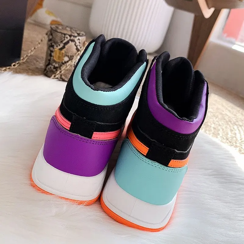 

2021 women's sports shoes casual comfortable breathable women's vulcanized shoes lace-up women's casual high-top walking shoes