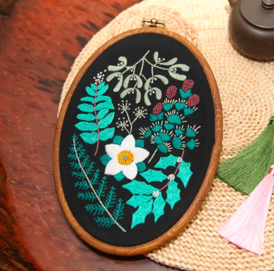 

17.5x25cm Flowers and plants European embroidery kit simple three-dimensional embroidery Ribbon kit embroidery needlework